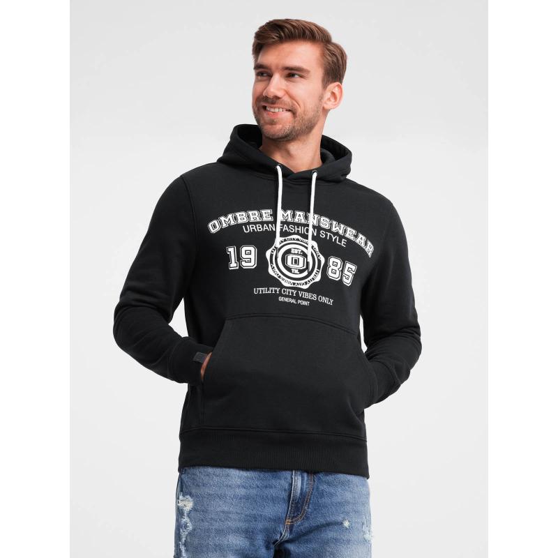 Pánská mikina klokanka s kapucí s potiskem černá
