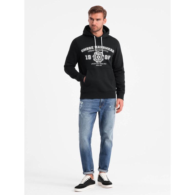 Pánská mikina klokanka s kapucí s potiskem černá