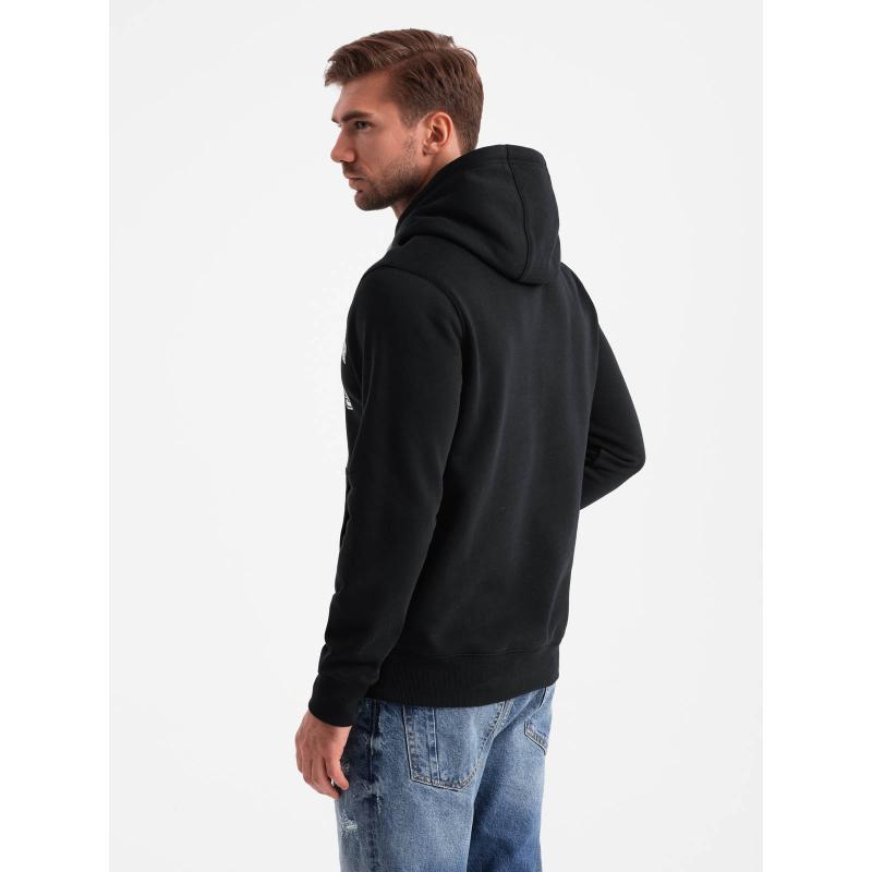 Pánská mikina klokanka s kapucí s potiskem černá