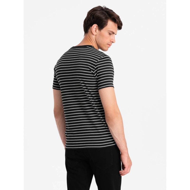 Pánske pruhované tričko s nášivkou Ombre Design čierna a biela