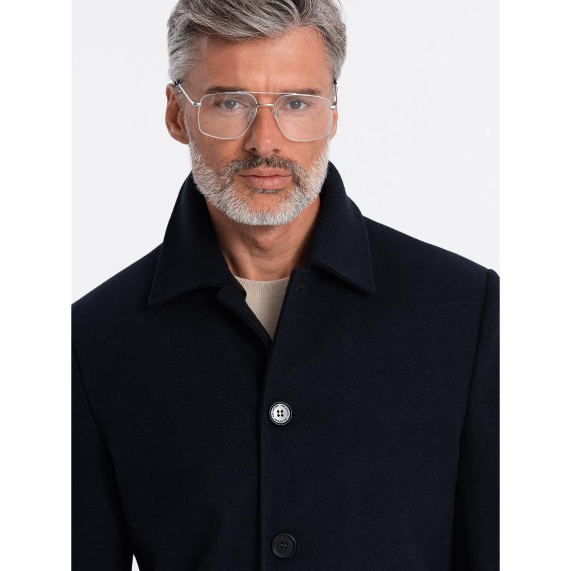 Férfi hosszú egyberészes kabát gallérral és alsókabáttal sötétkék