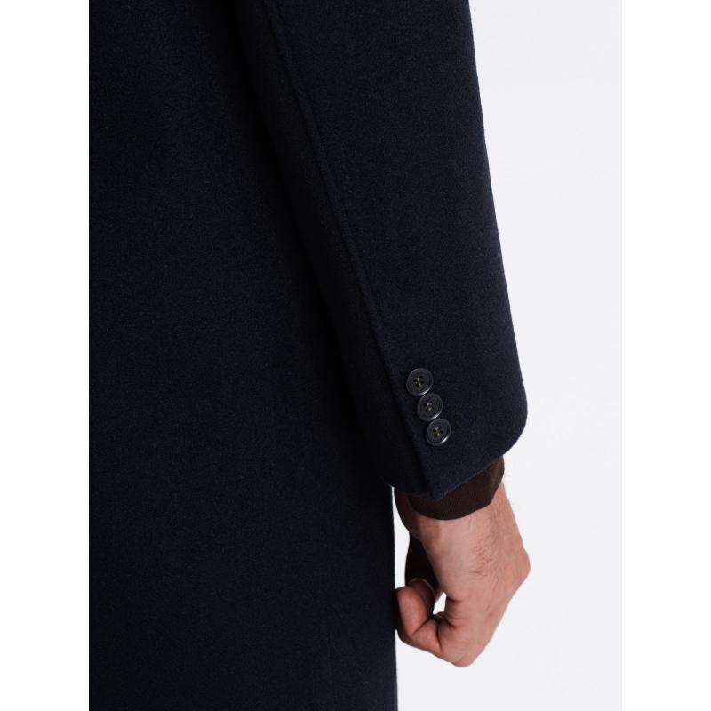 Férfi hosszú egyberészes kabát gallérral és alsókabáttal sötétkék