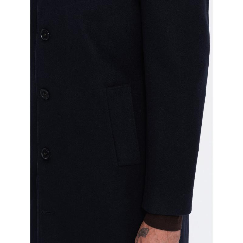Férfi hosszú egyberészes kabát gallérral és alsókabáttal sötétkék