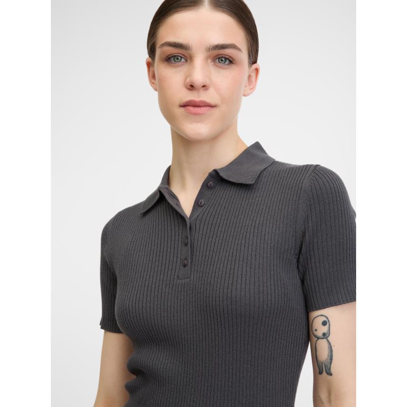 Tmavě šedé dámské tričko s krátkým rukávem