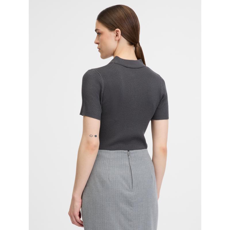 Tmavě šedé dámské tričko s krátkým rukávem