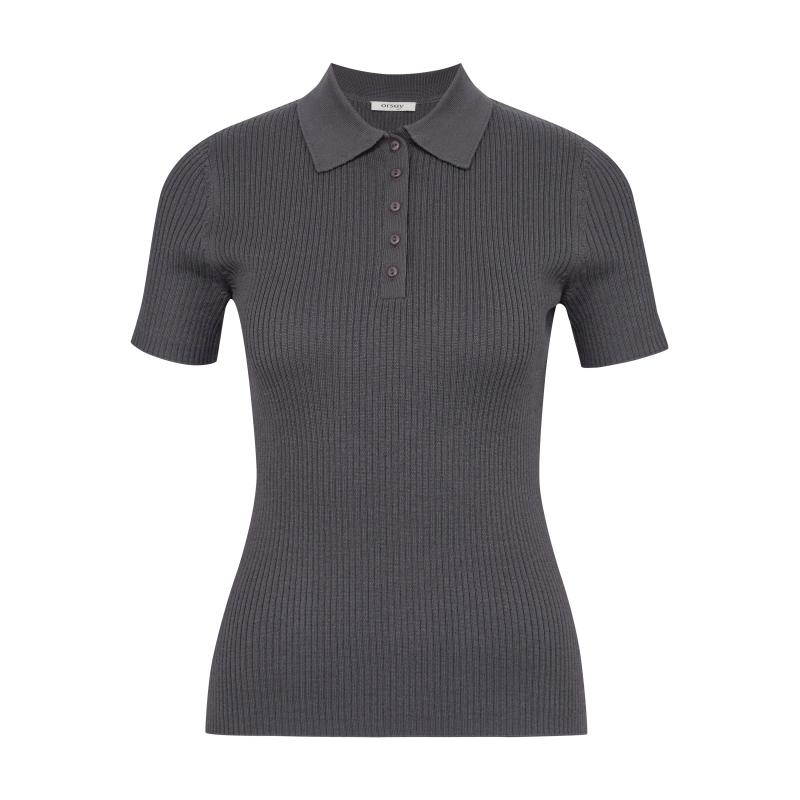 Tmavě šedé dámské tričko s krátkým rukávem