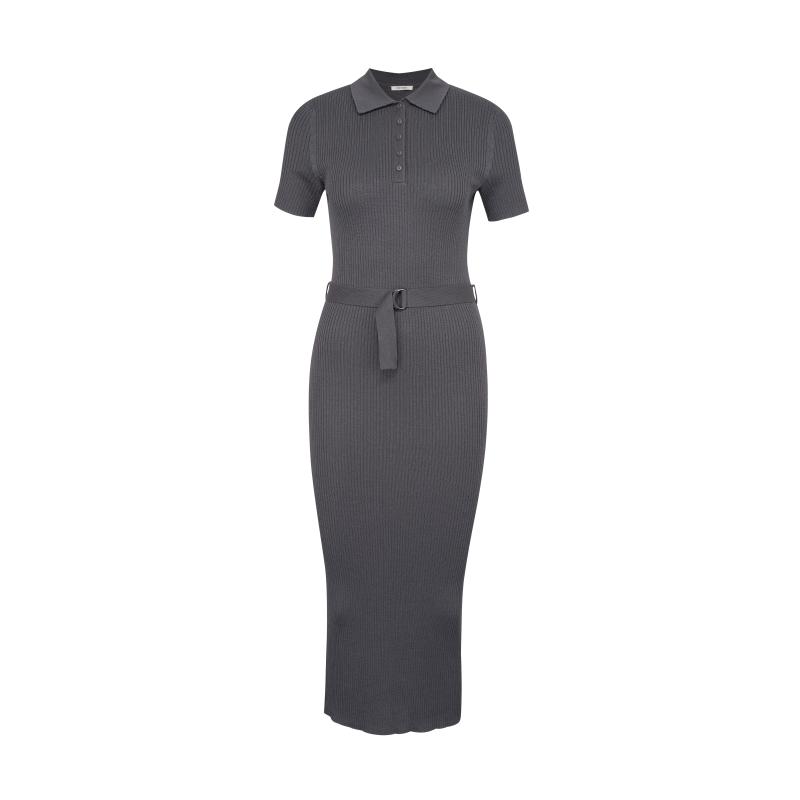 Tmavě šedé dámské šaty