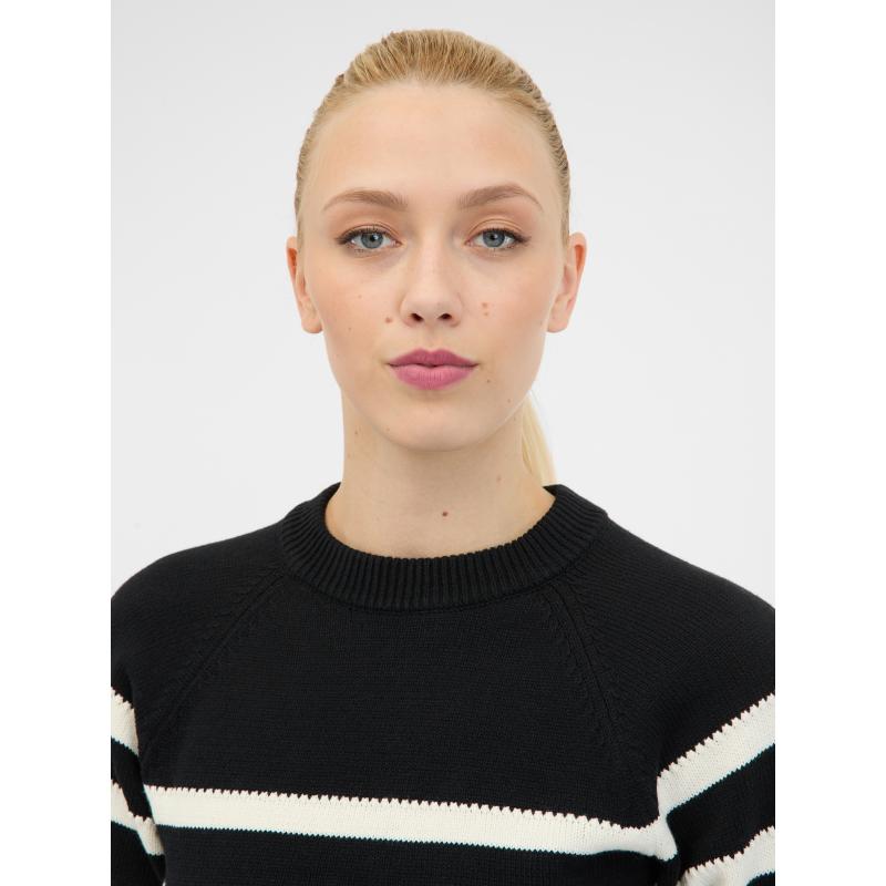 Fekete női rövid ujjú pulóver