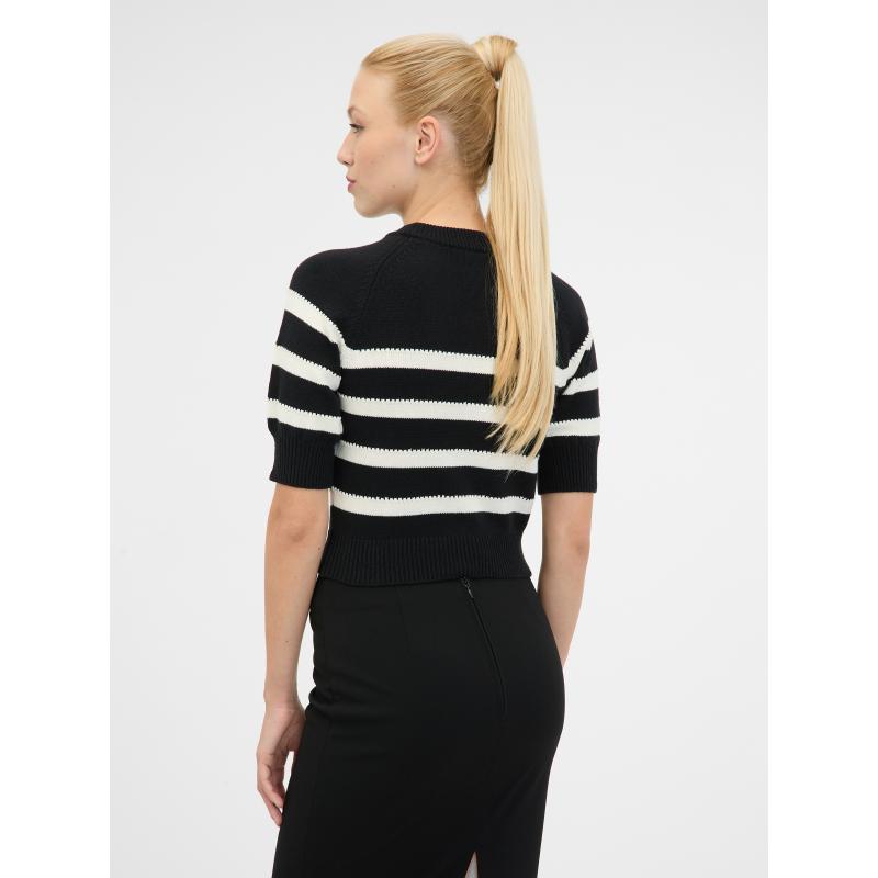 Fekete női rövid ujjú pulóver