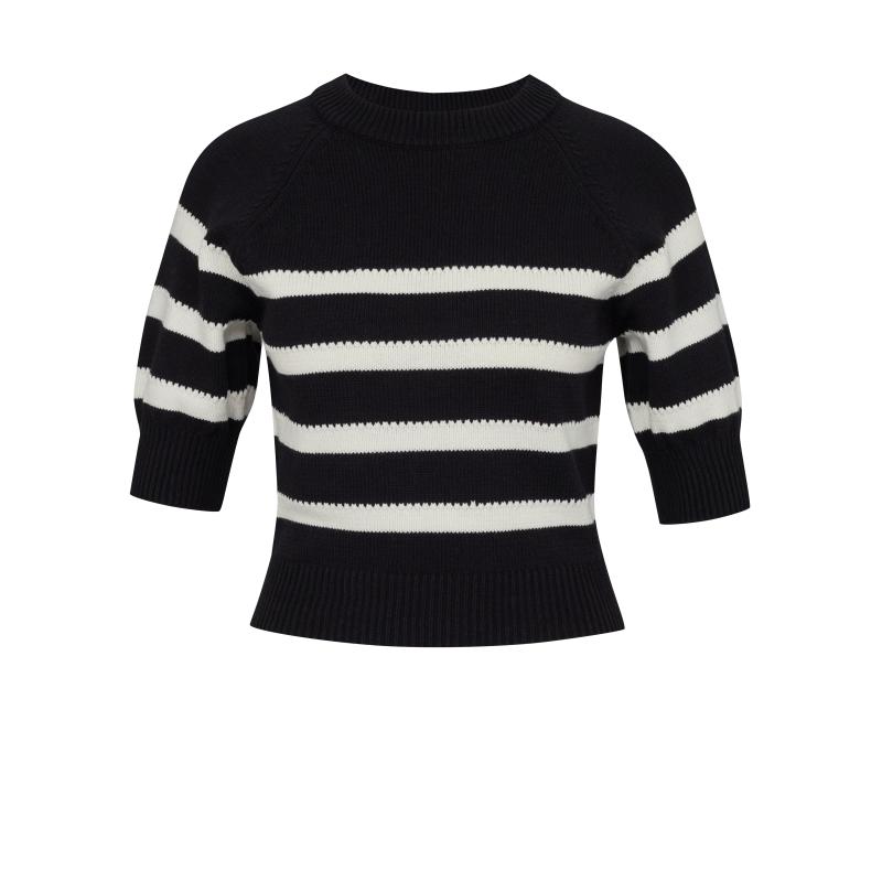 Fekete női rövid ujjú pulóver