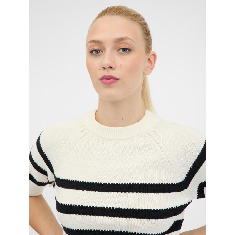 Krémový dámský svetr s krátkým rukávem