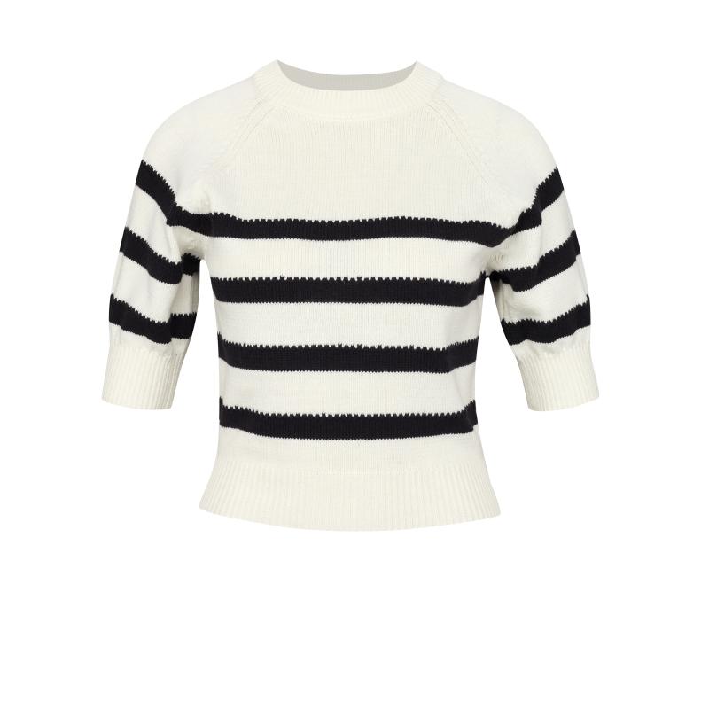 Krémový dámský svetr s krátkým rukávem