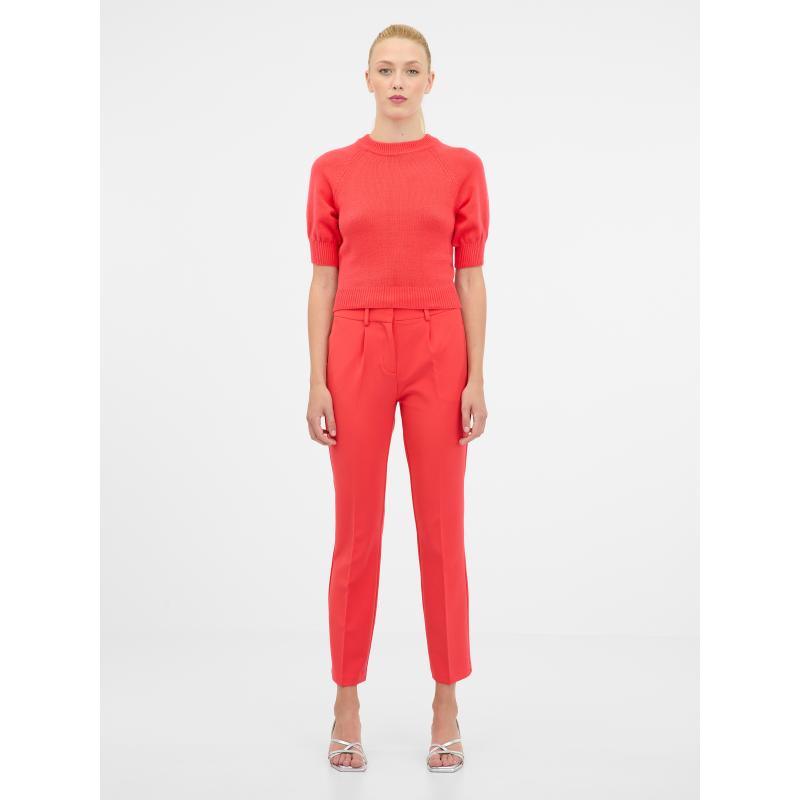 Piros női rövid ujjú pulóver