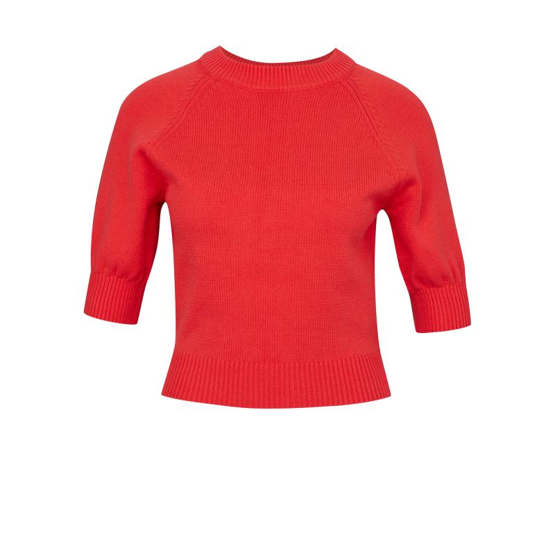 Piros női rövid ujjú pulóver