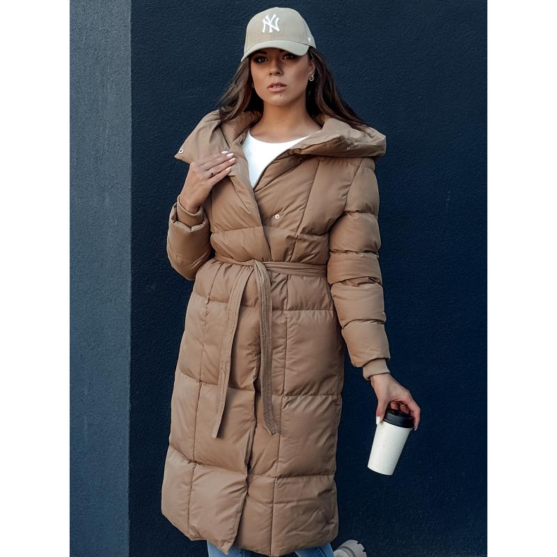 Dámský prošívaný kabát CLOUTIQUE tmavě béžový