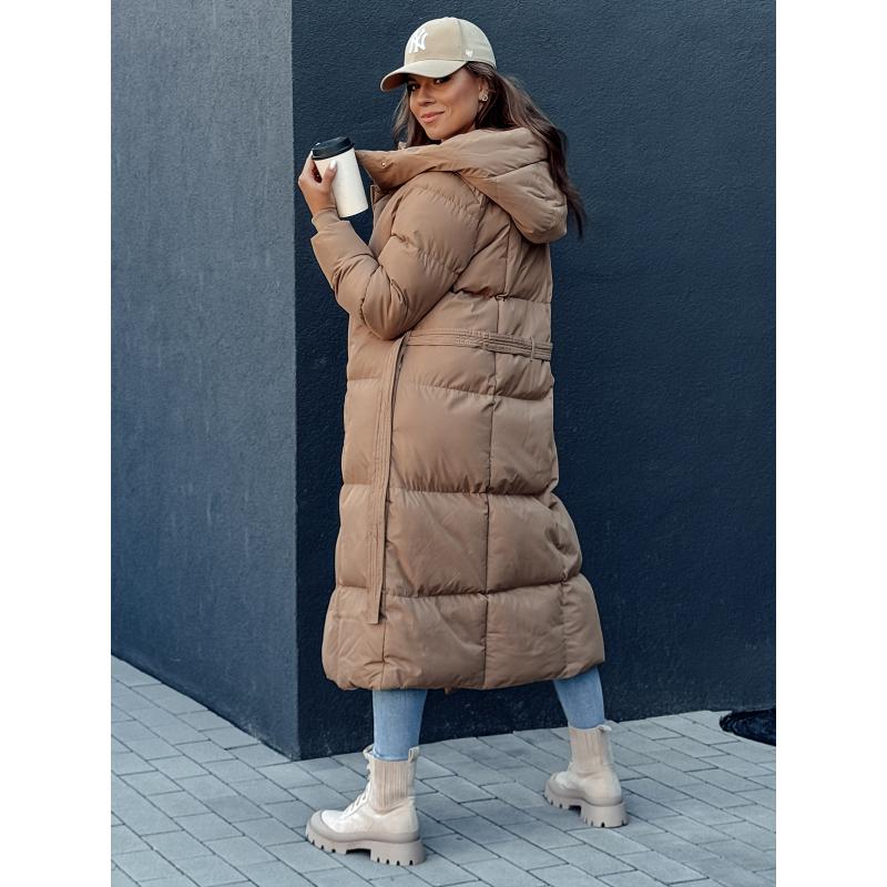 Dámský prošívaný kabát CLOUTIQUE tmavě béžový