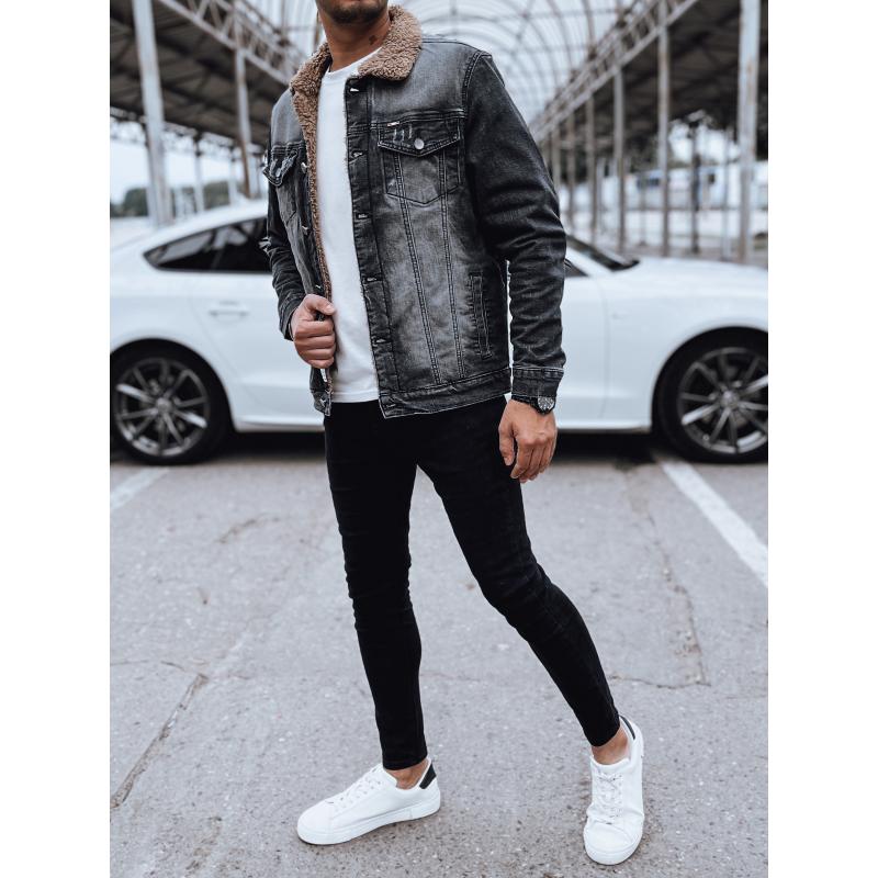 Pánská zateplená džínová bunda černá