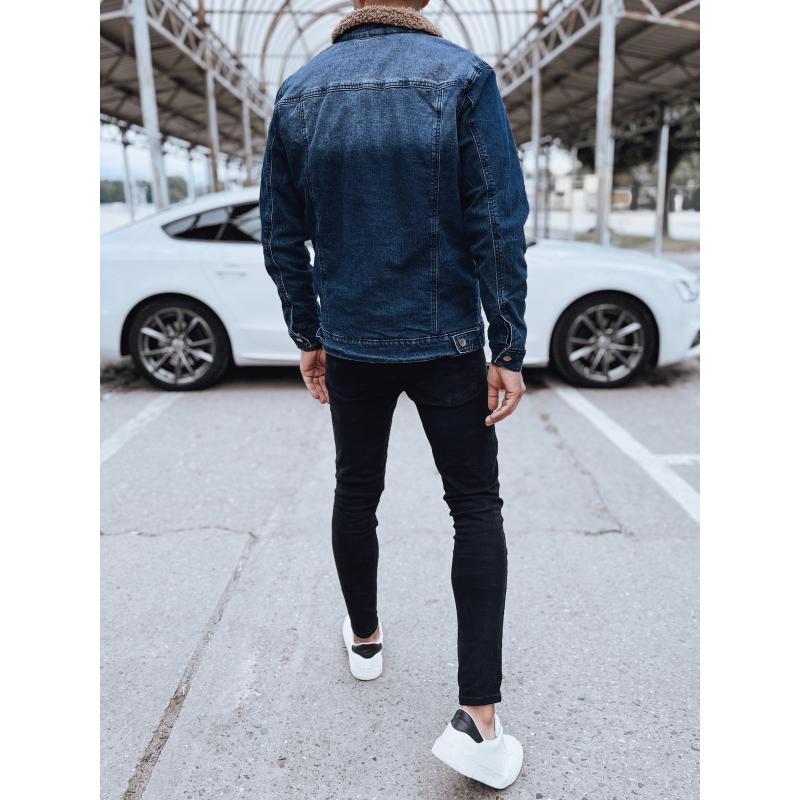 Pánská zateplená džínová bunda modrá