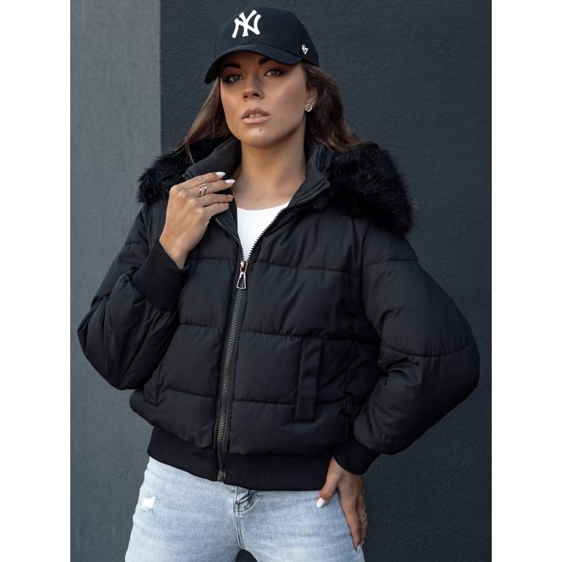 Dámská zimní bunda prošívaná s kožešinou COLDPACK černá