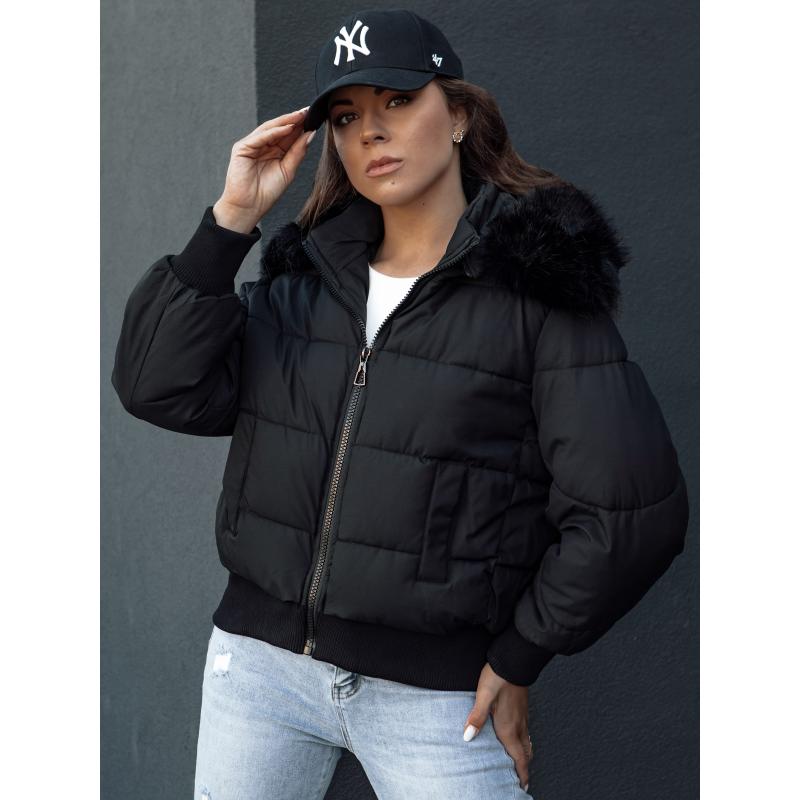 Dámská zimní bunda prošívaná s kožešinou COLDPACK černá