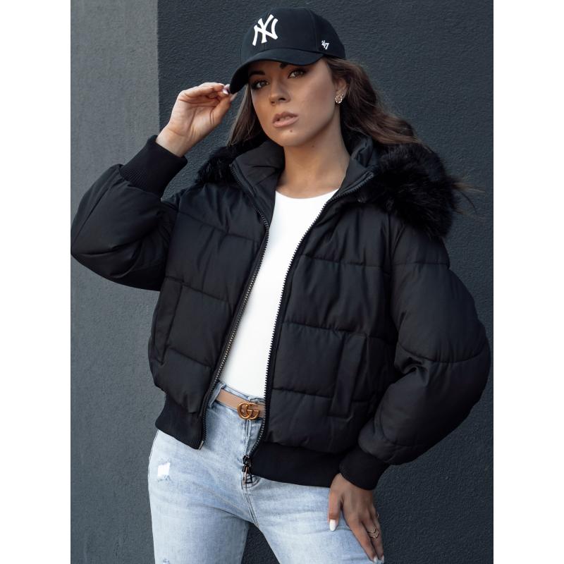 Dámská zimní bunda prošívaná s kožešinou COLDPACK černá
