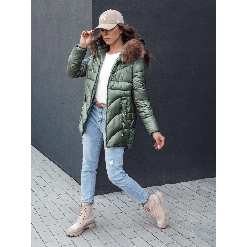 Dámská zimní bunda s kapucí WINTERCHIC zelená