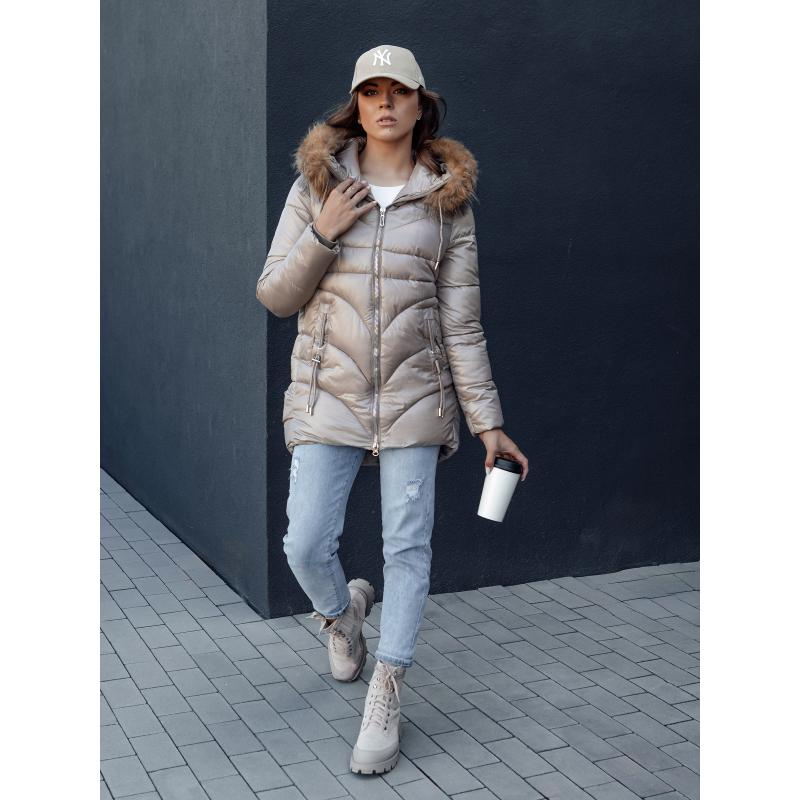 Dámská zimní bunda s kapucí WINTERCHIC hnědá