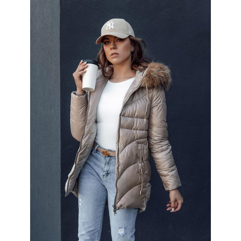 Dámská zimní bunda s kapucí WINTERCHIC hnědá