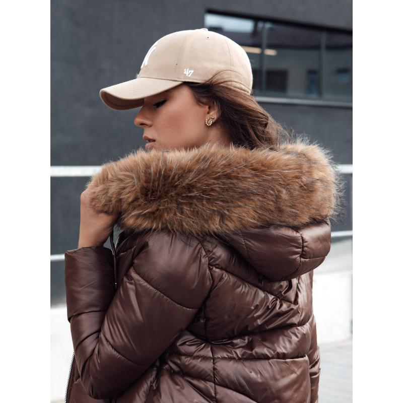 Dámska zimná bunda s kapucňou WINTERCHIC kávová