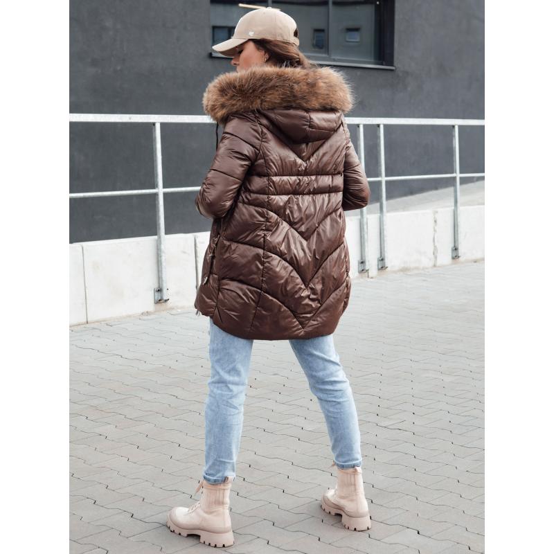 Dámska zimná bunda s kapucňou WINTERCHIC kávová