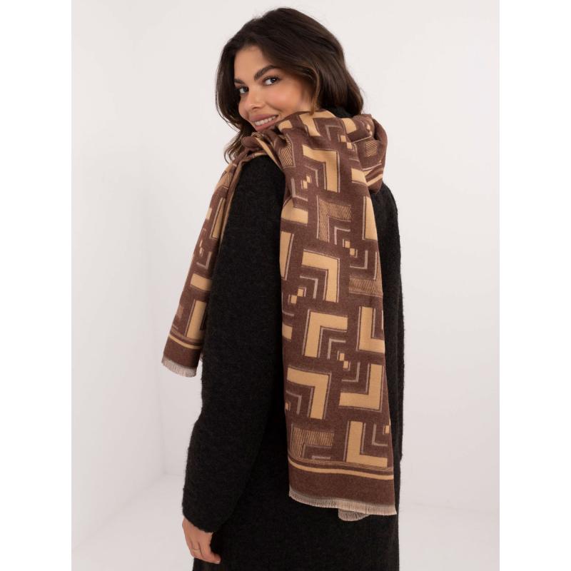 Női rojtos sál barna-bézs