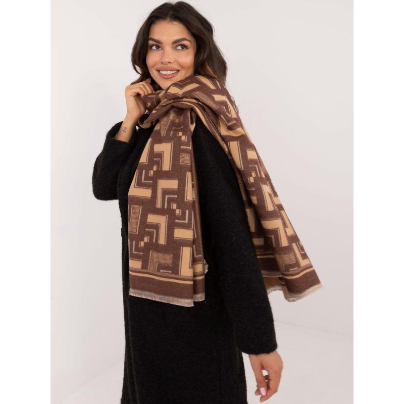 Női rojtos sál barna-bézs