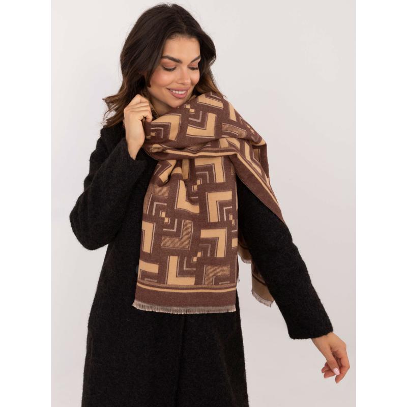 Női rojtos sál barna-bézs