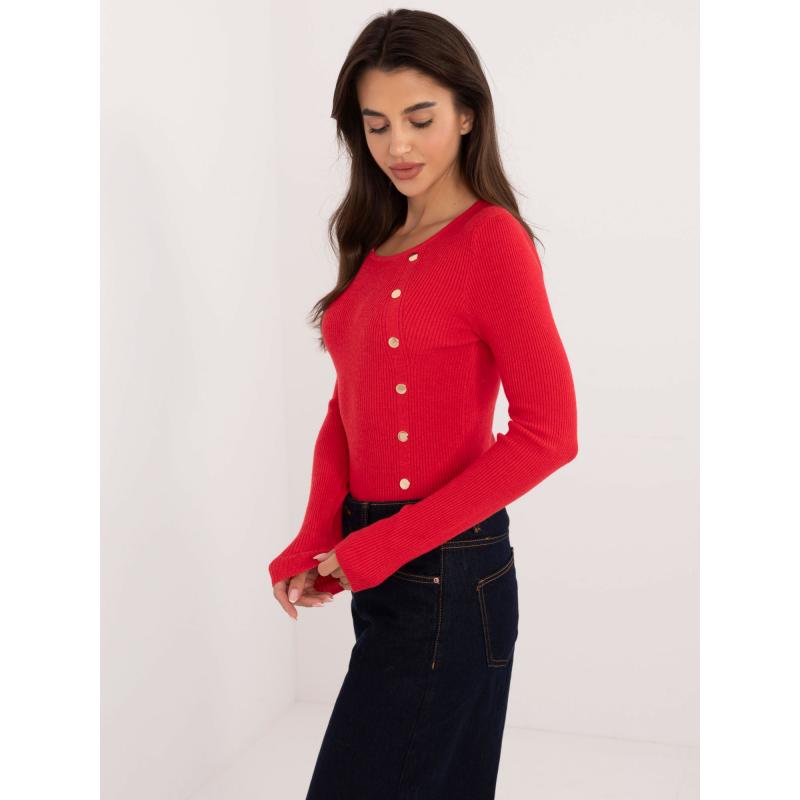 Dámský svetr s knoflíky červený 