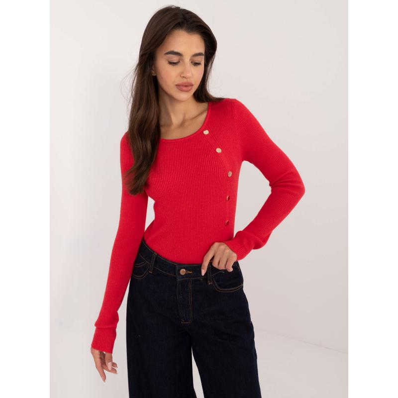 Dámský svetr s knoflíky červený 