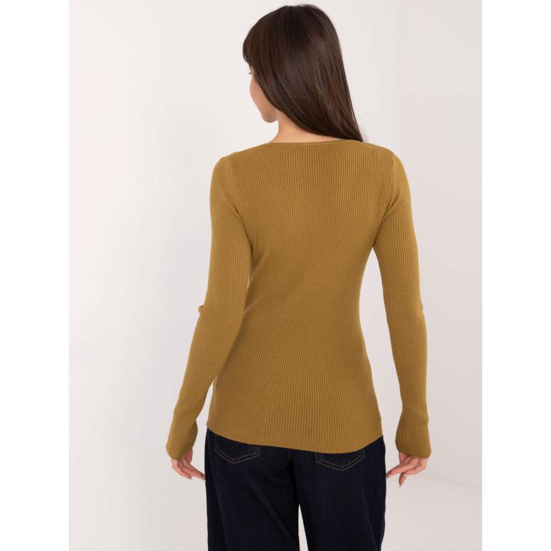 Dámský svetr s kulatým výstřihem olivový 