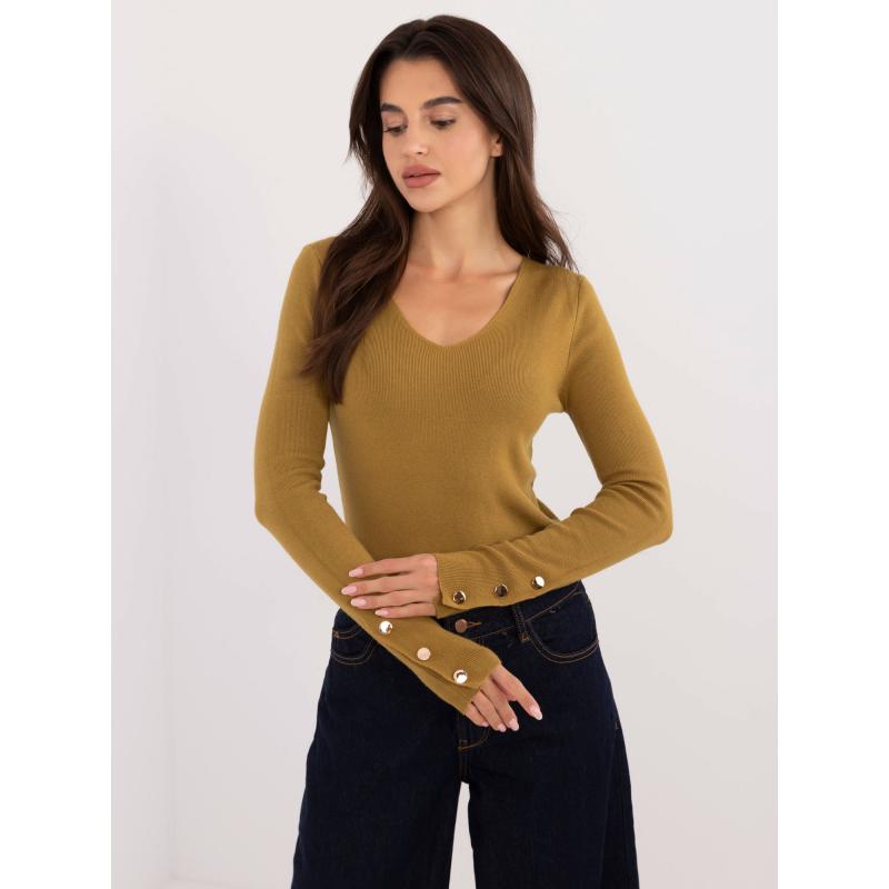 Dámský svetr klasického střihu olivový