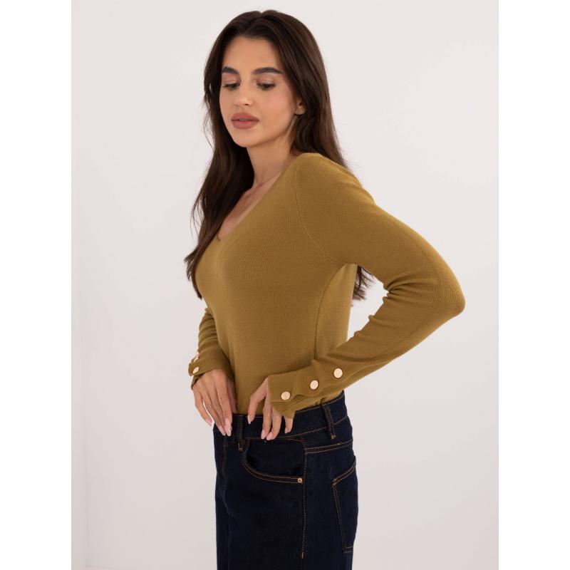 Dámský svetr klasického střihu olivový