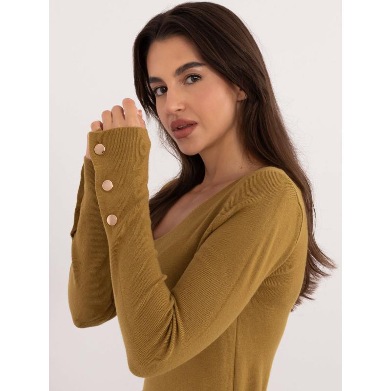 Dámský svetr klasického střihu olivový