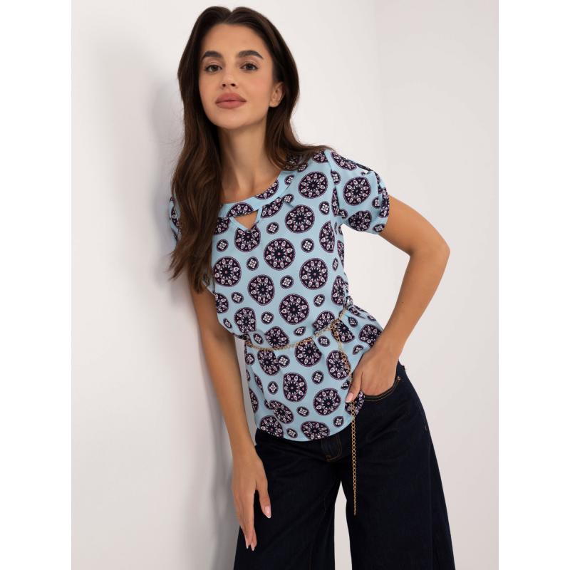 Dámská halenka s průstřihy světle modrá 