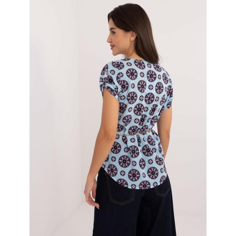 Dámská halenka s průstřihy světle modrá 