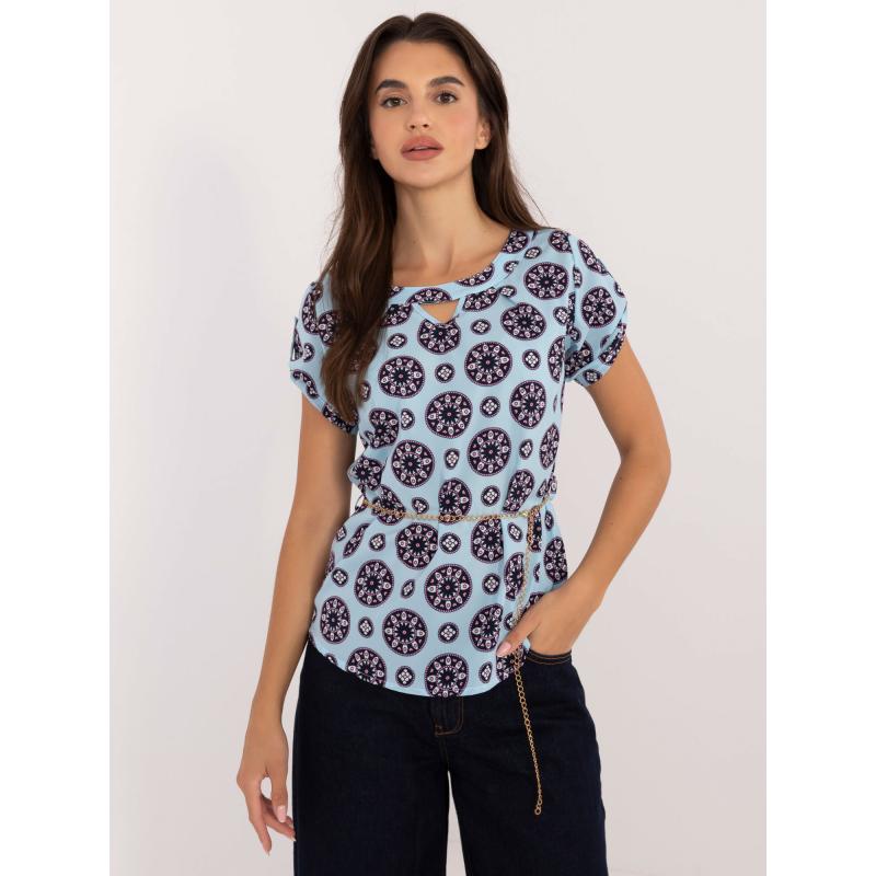 Dámská halenka s průstřihy světle modrá 