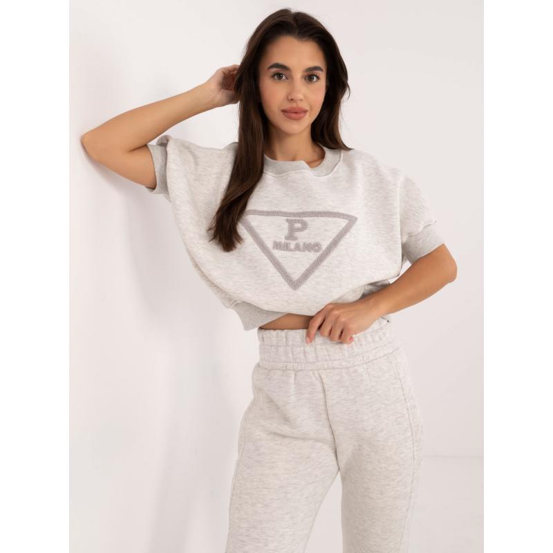 Dámská tepláková souprava s krátkými rukávy světle šedá  