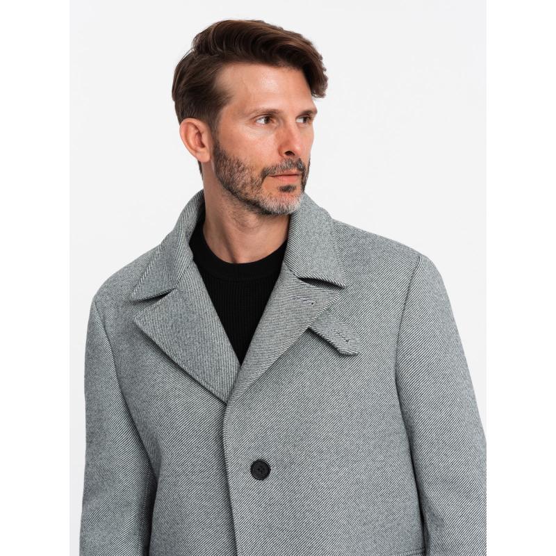 Férfi mintás egyberészes kabát zsebekkel szürke