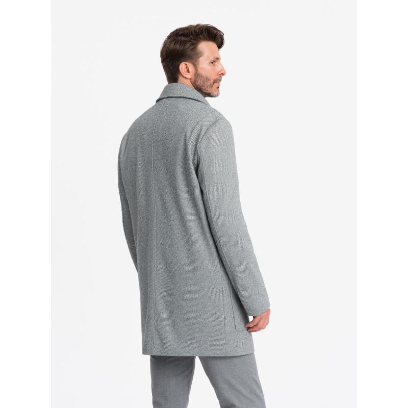 Férfi mintás egyberészes kabát zsebekkel szürke