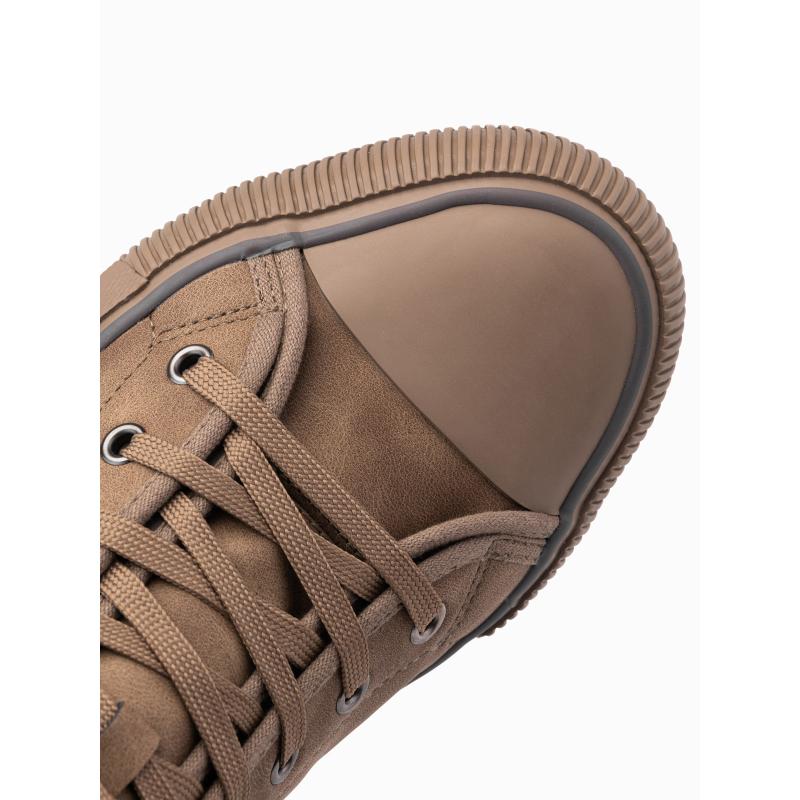 Férfi magas szárú tornacipő díszes szegéllyel barna