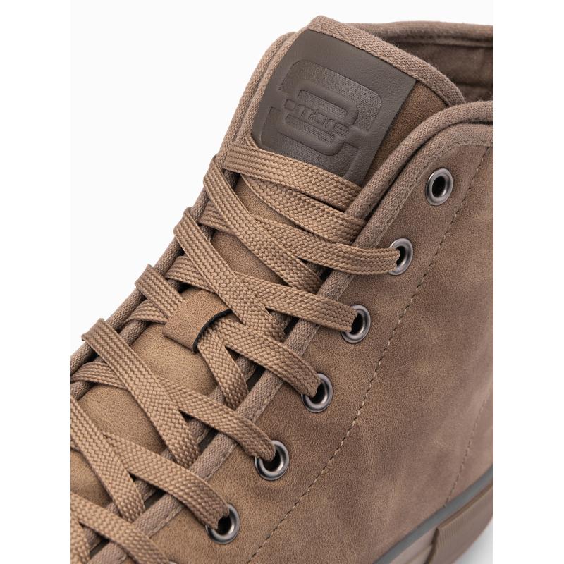 Férfi magas szárú tornacipő díszes szegéllyel barna