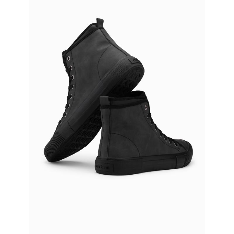 Férfi magas szárú tornacipő dekoratív felsőrésszel grafit színű