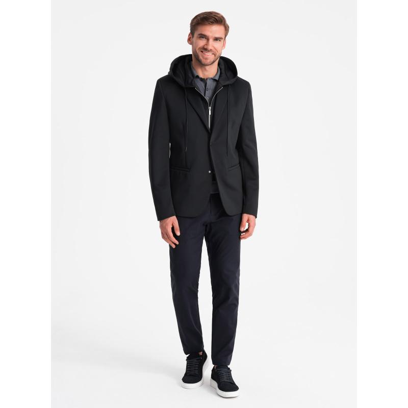 Pánská bunda s odepínací podšívkou a kapucí, černá