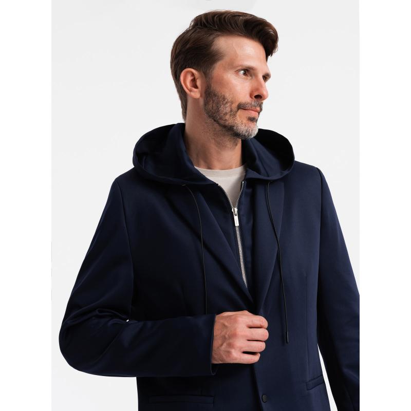 Férfi dzseki kivehető béléssel és kapucnival sötétkék